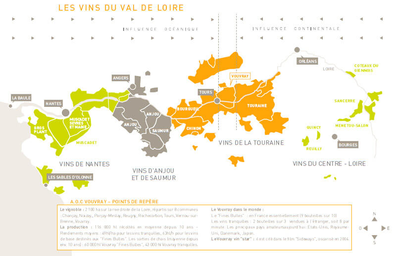 Les vins du Val de Loire, carte
